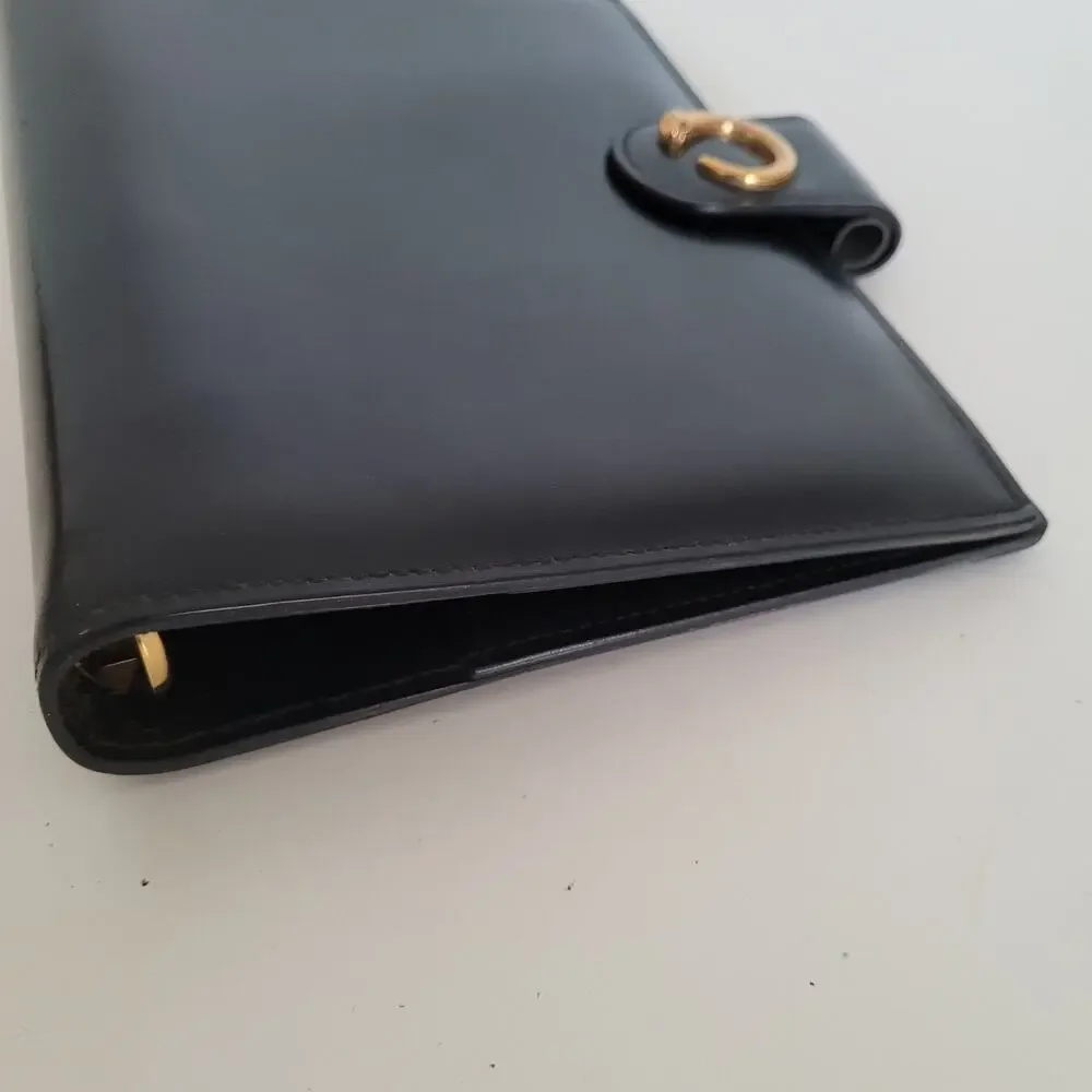 Cartier Black Leather Planner with Gold Panther Accent